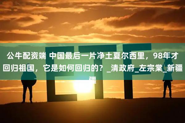 公牛配资端 中国最后一片净土夏尔西里，98年才回归祖国，它是如何回归的？_清政府_左宗棠_新疆