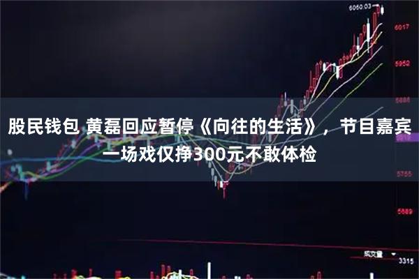 股民钱包 黄磊回应暂停《向往的生活》，节目嘉宾一场戏仅挣300元不敢体检