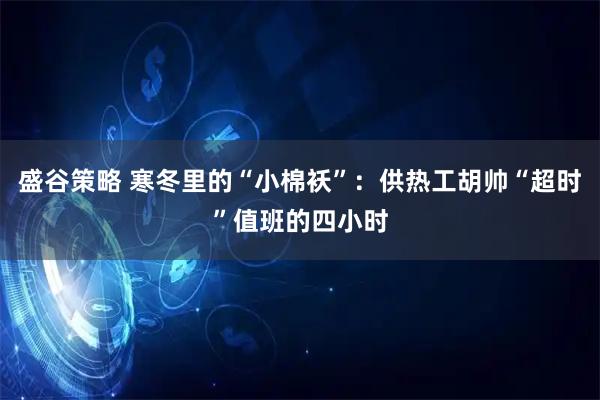 盛谷策略 寒冬里的“小棉袄”：供热工胡帅“超时”值班的四小时
